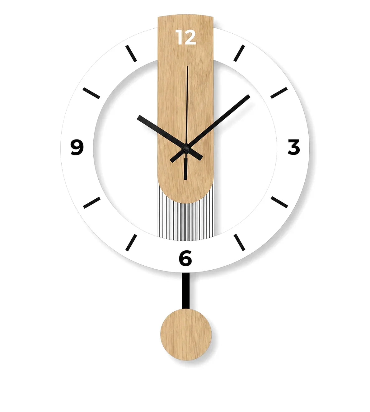Horloge murale Hygge avec balancier en design scandinave, fabriquée par Côté Horloge, style moderne et élégant pour intérieur.