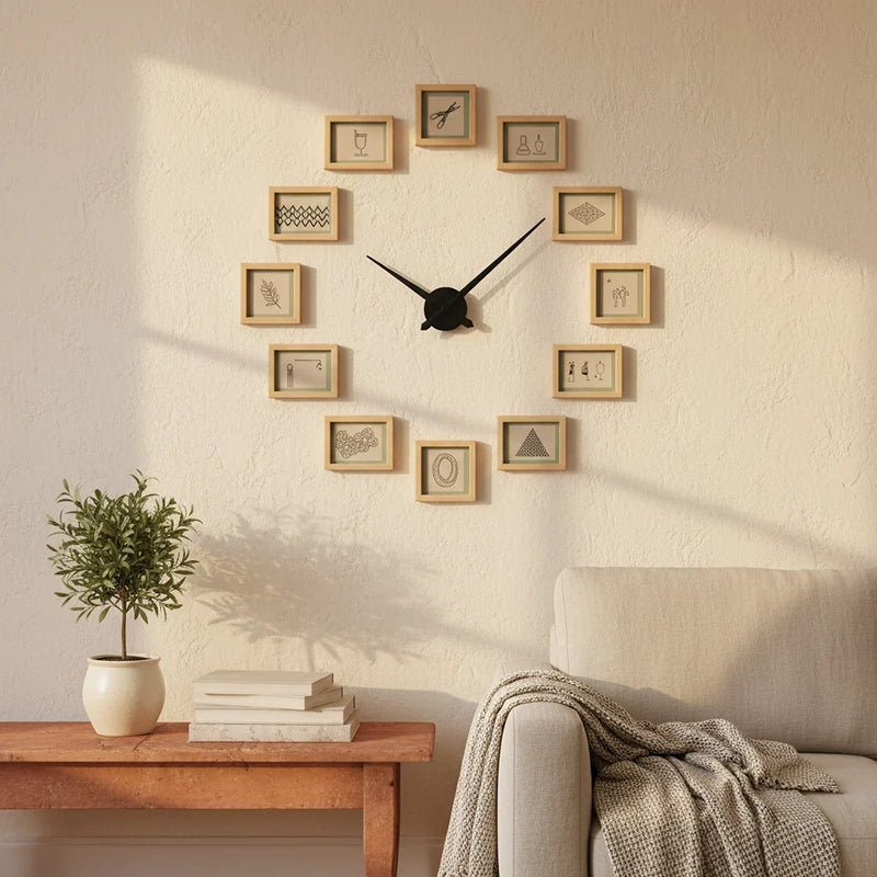 Kit Aiguilles installé dans un bureau, horloge murale géante