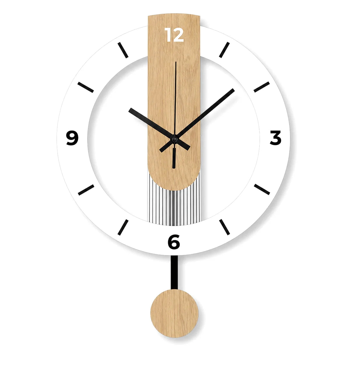Horloge murale Hygge avec balancier en design scandinave, fabriquée par Côté Horloge, style moderne et élégant pour intérieur.