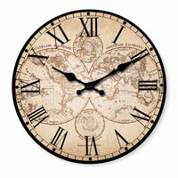 Boussole, horloge murale vintage motif nautique, vue principale du cadran