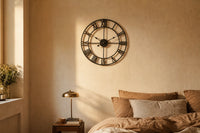 Grande Horloge murale Métal Chiffres Romains de Côté Horloge