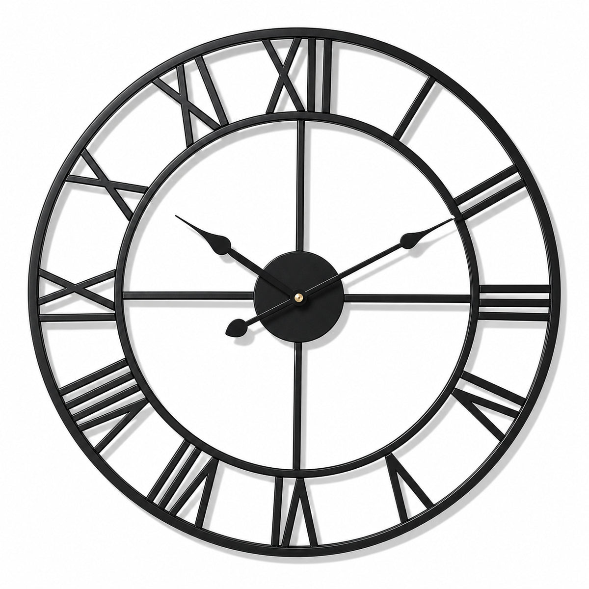 Grande horloge murale Cathédrale métal chiffres romains, Côté Horloge
