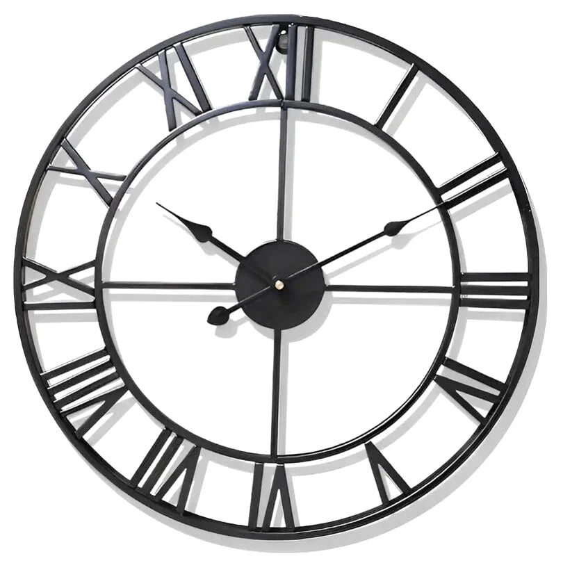 Grande Horloge murale Métal Chiffres Romains de Côté Horloge