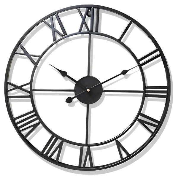 Grande Horloge murale Métal Chiffres Romains de Côté Horloge