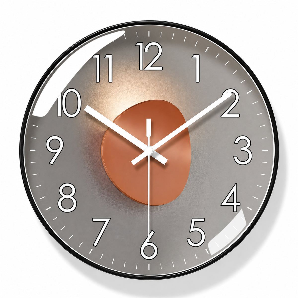 Horloge murale Cuivre, détail de la finition cuivrée, Côté Horloge