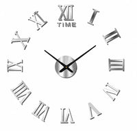 Empire coloris argent, horloge murale chiffres romains sans cadre