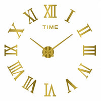Empire coloris or, horloge murale chiffres romains sans cadre