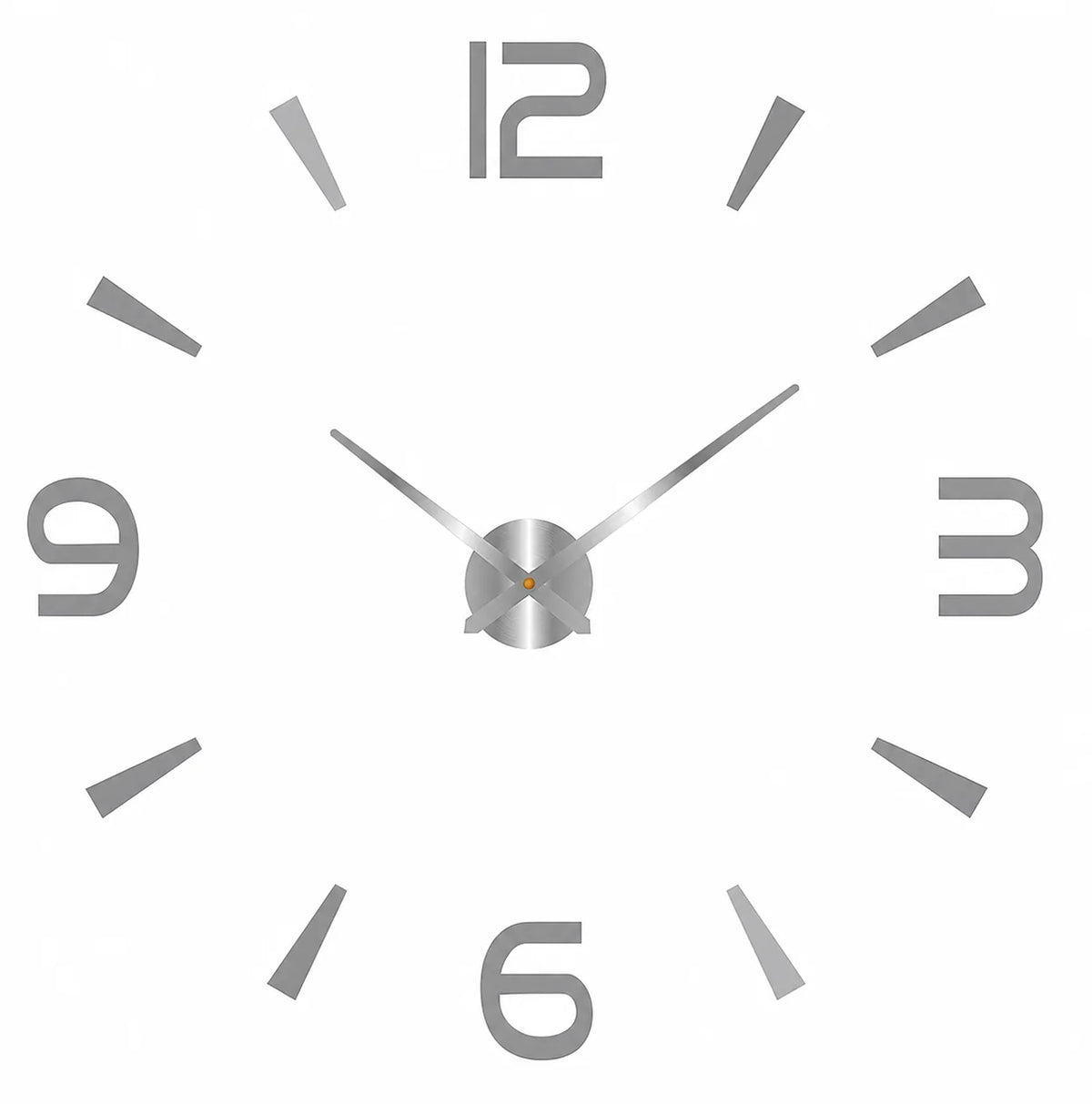 Épure coloris argent, horloge murale minimaliste sans cadre