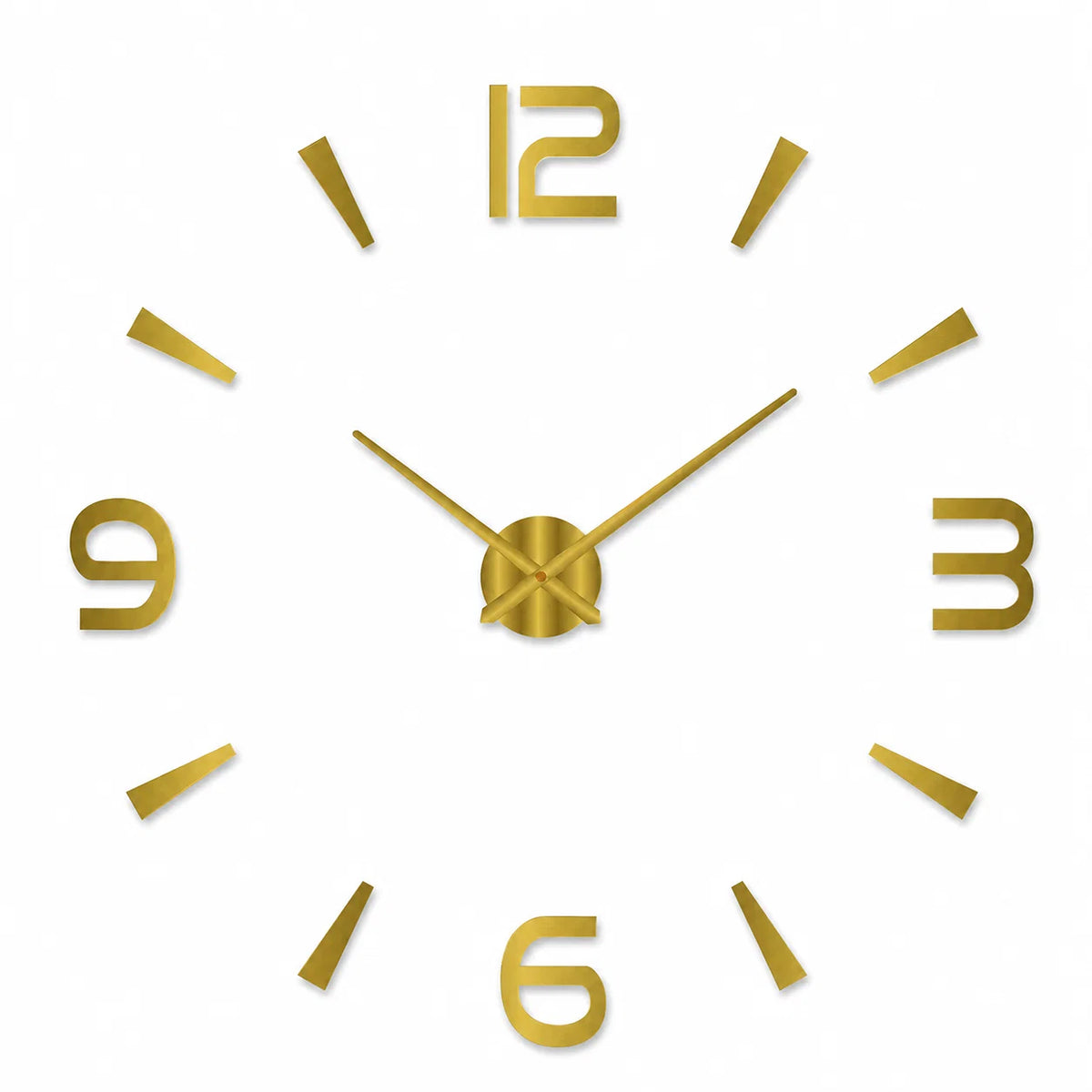 Épure coloris or, horloge murale minimaliste sans cadre