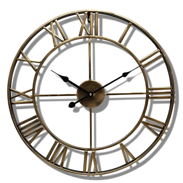 Grande Horloge murale Métal Chiffres Romains de Côté Horloge