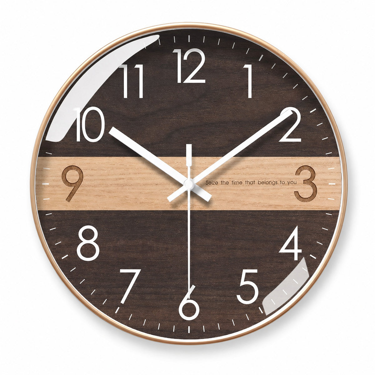 Duotone — Horloge Murale Design Bois Bicolore Finition Dorée