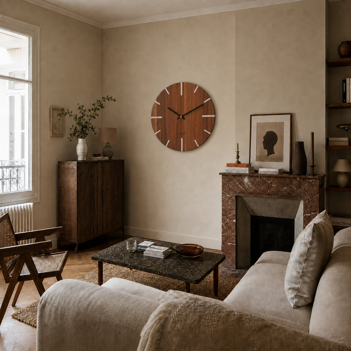 Méridien — Horloge Murale Bois Ajourée Design Minimaliste