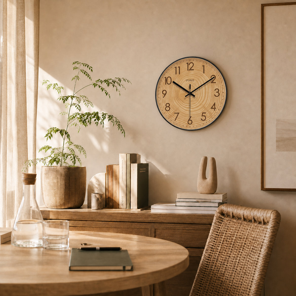 Essence — Horloge Murale Design Texture Bois