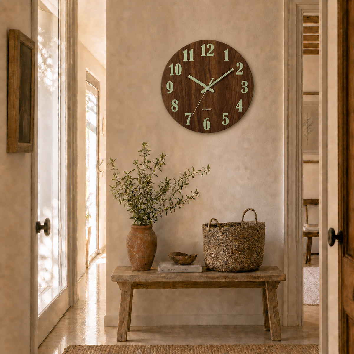 Nocturne — Horloge Murale Bois Lumineuse Effet Veilleuse