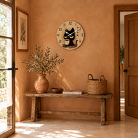 Filou — Horloge Murale Design Chat Noir au Café