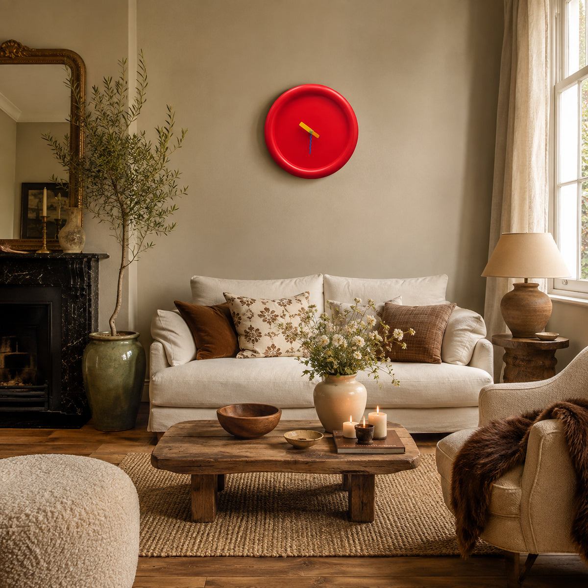 Palette — Horloge Murale Design Aiguilles Colorées
