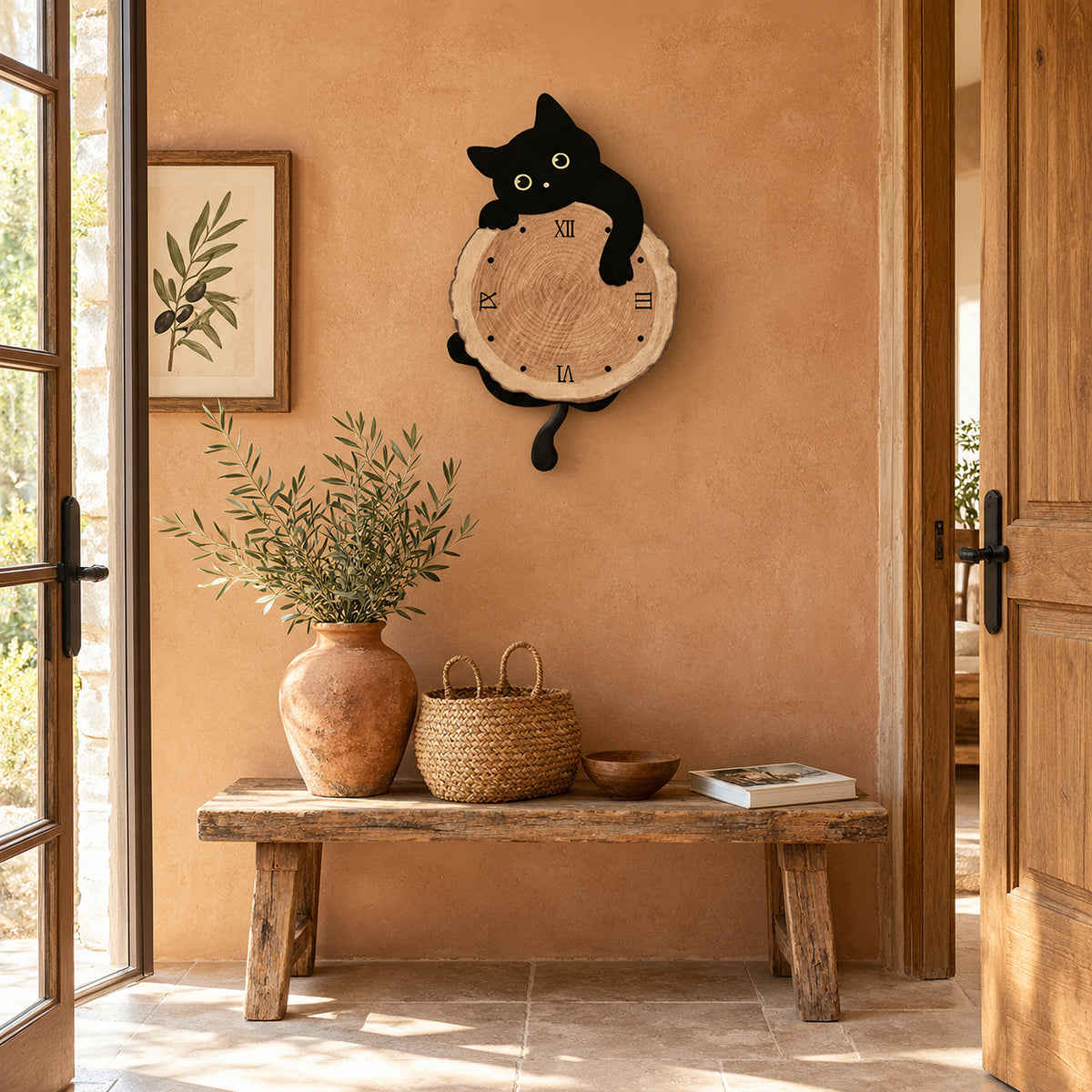 Ronron — Horloge Murale Design Chat à Balancier