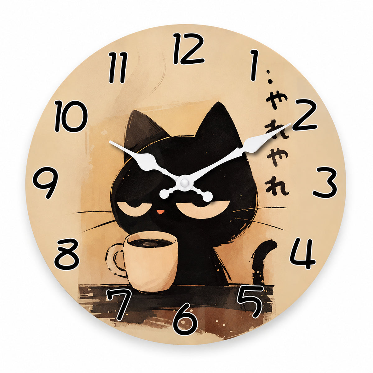 Filou — Horloge Murale Design Chat Noir au Café