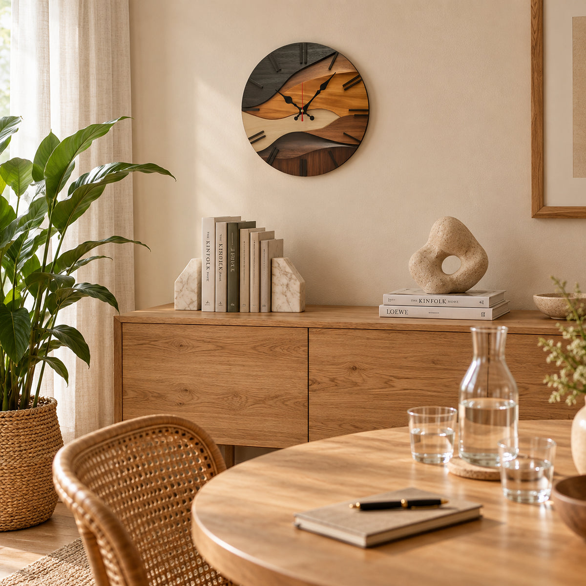 Dune — Horloge Murale Bois Marqueté Style Scandinave
