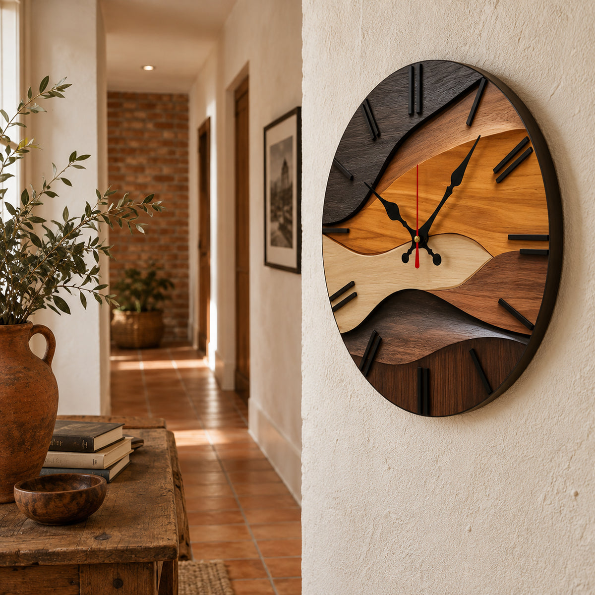 Dune — Horloge Murale Bois Marqueté Style Scandinave