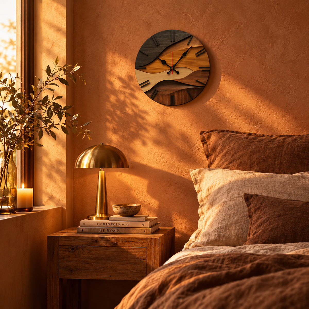 Dune — Horloge Murale Bois Marqueté Style Scandinave