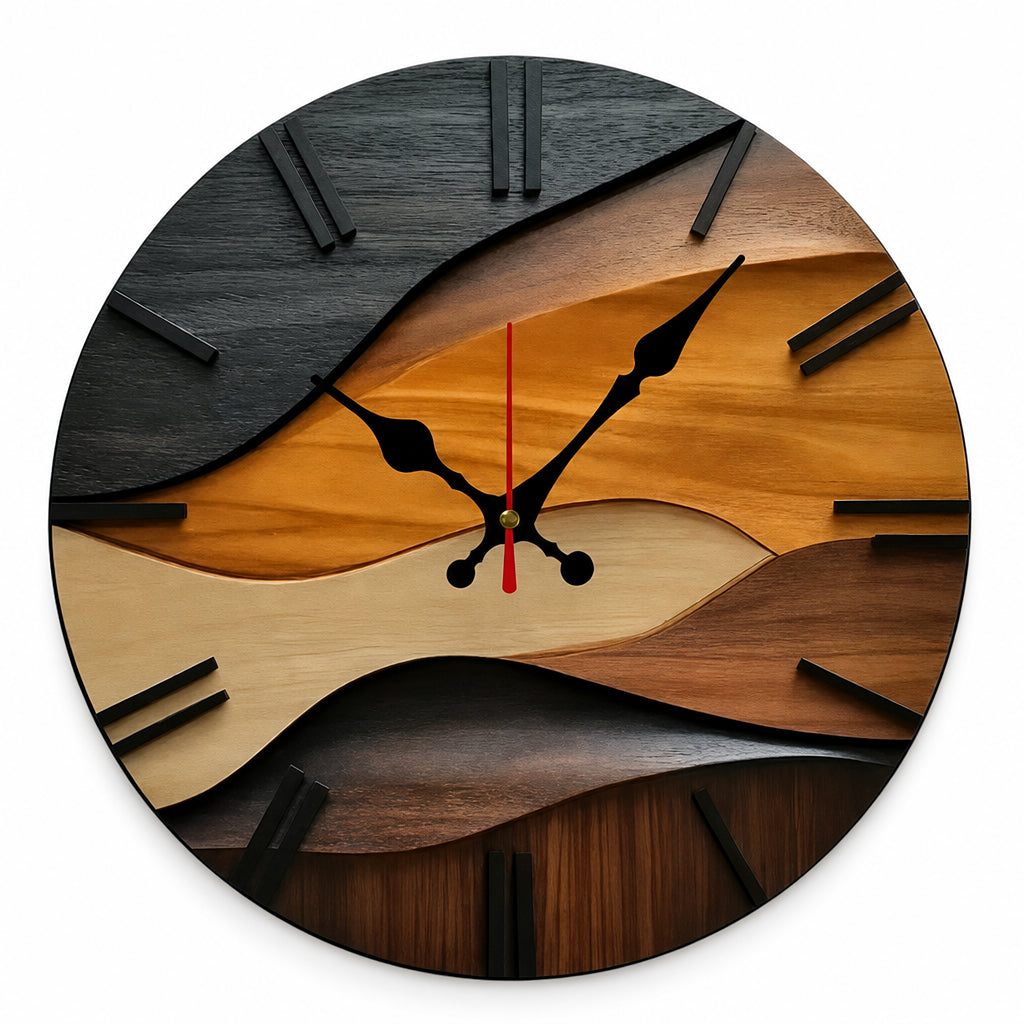 Dune — Horloge Murale Bois Marqueté Style Scandinave
