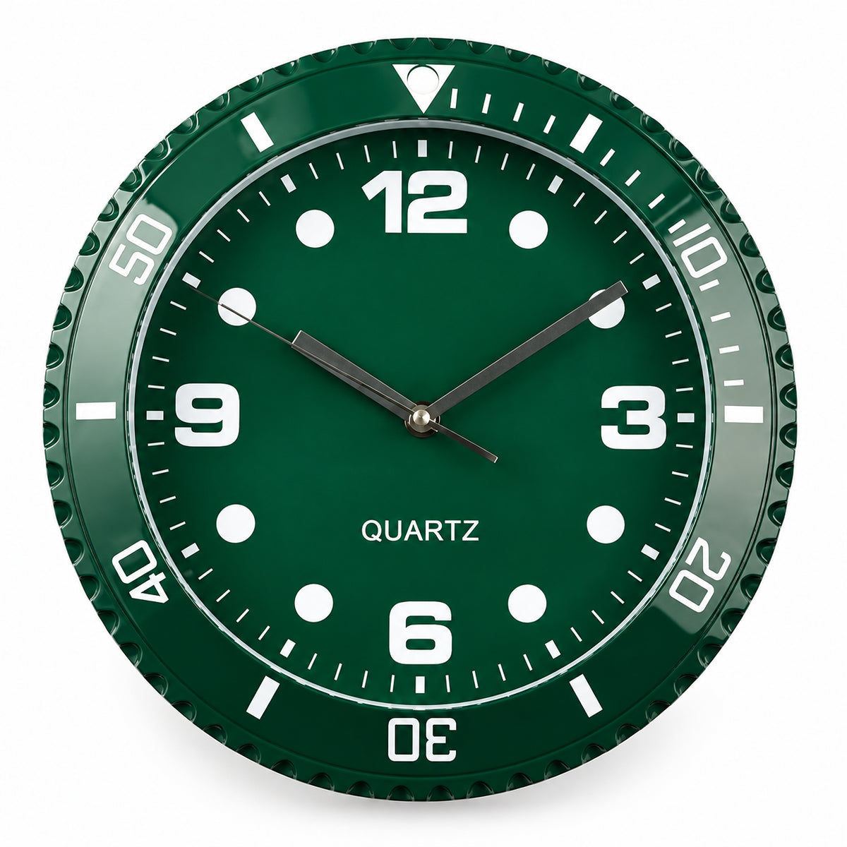 Régate, horloge murale design montre de plongée, vue principale du cadran, Côté Horloge