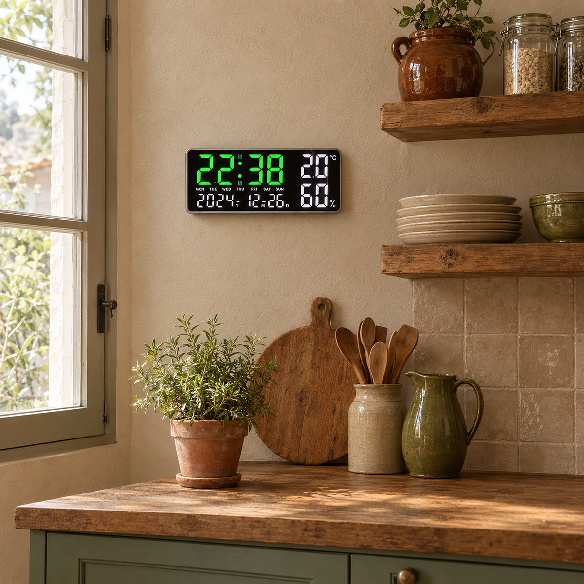 Halo — Horloge Digitale Lumière d'Ambiance 7 Couleurs