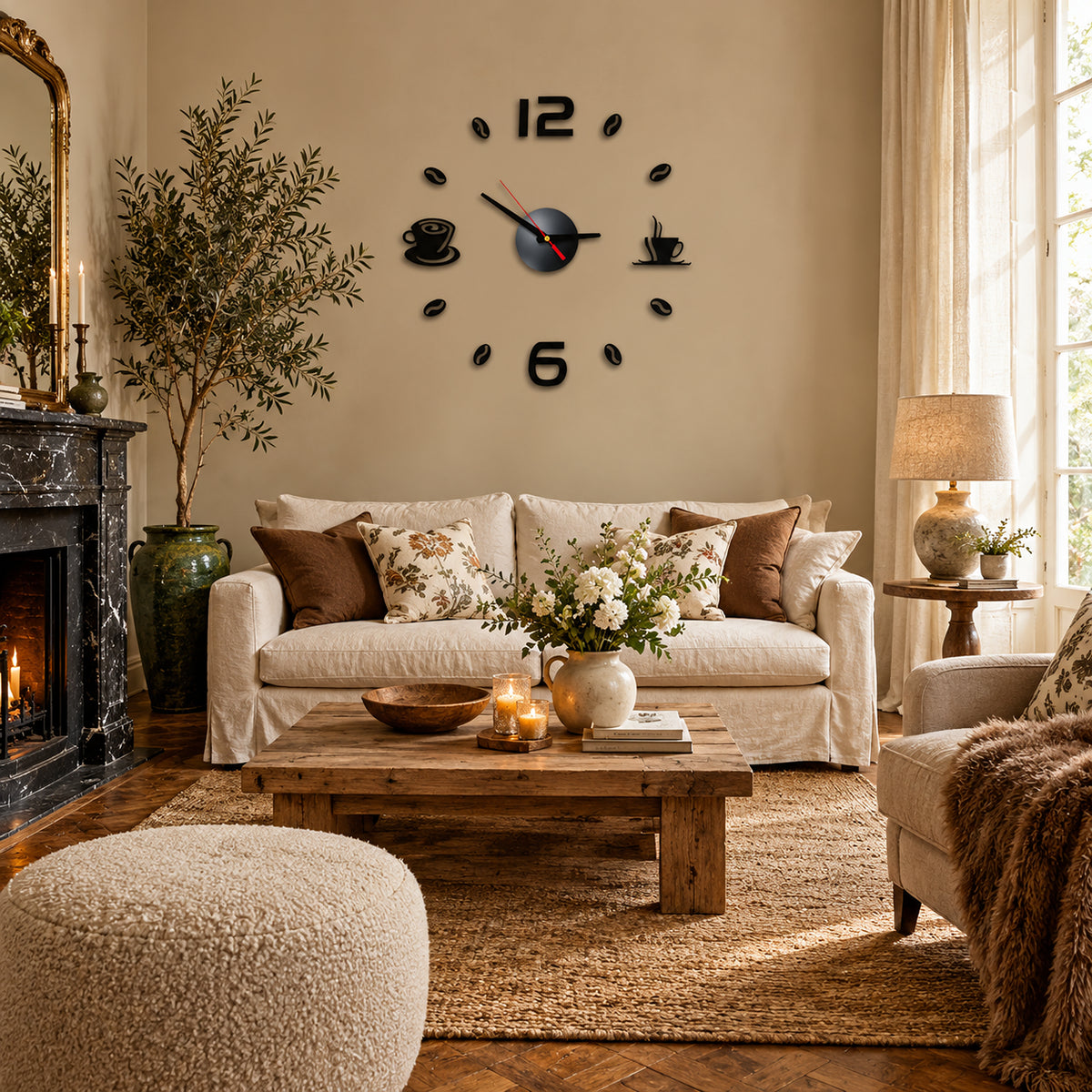 Mosaïque — Stickers Horloge Murale DIY Effet Miroir