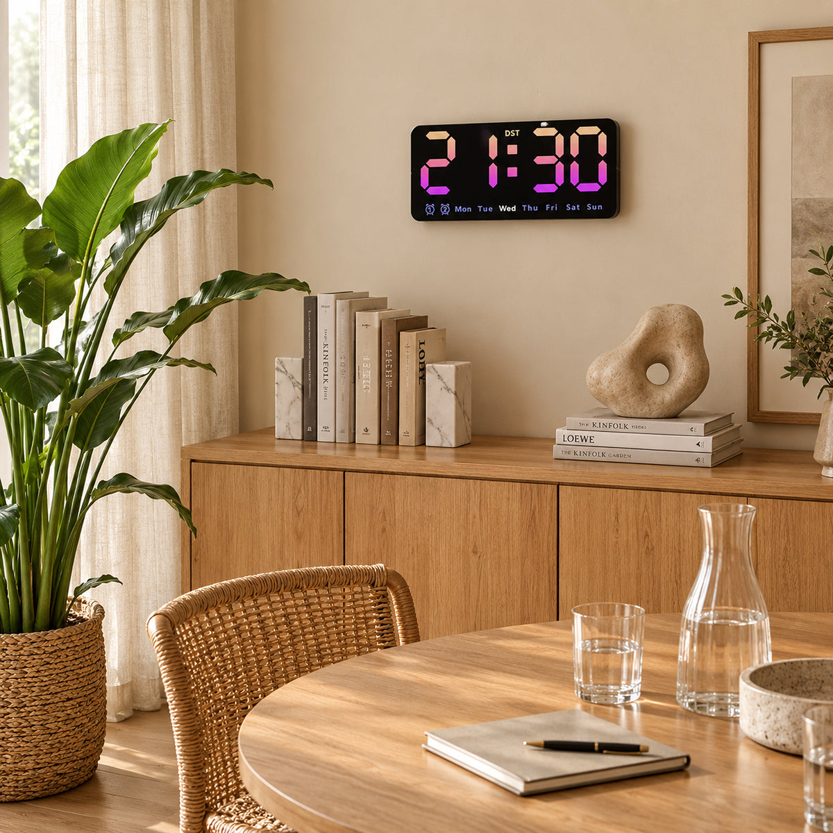 Minuit — Horloge Digitale à Réveil Sonore et Double Alarme