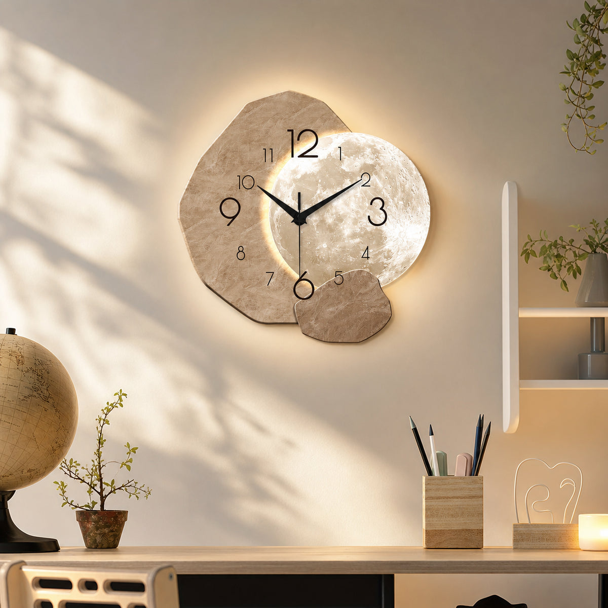 Horloge murale Kanso de style Japandi de Côté Horloge, design épuré avec cadran minimaliste et finition élégante.