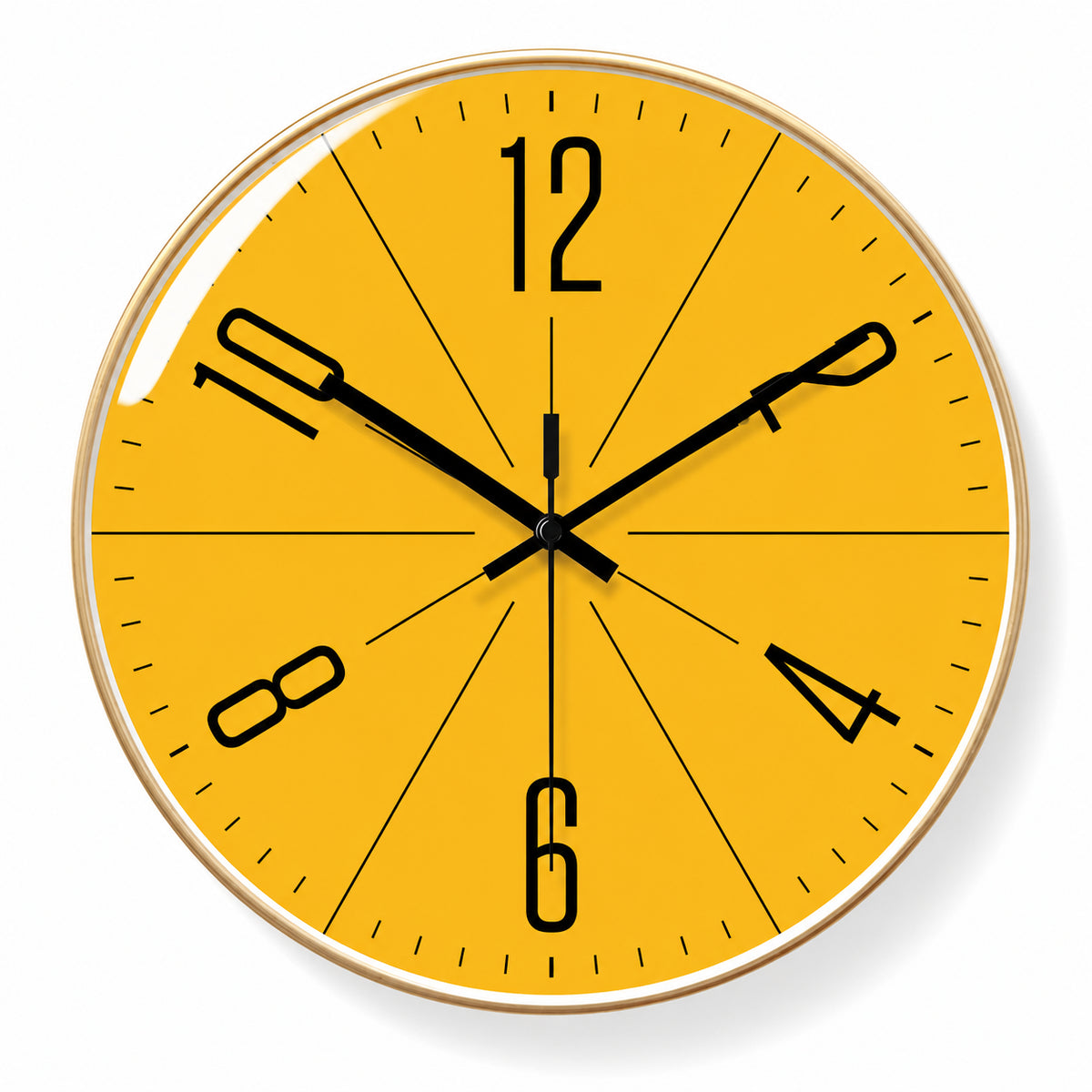 Horloge murale Mimosa design jaune, ambiance chambre, Côté Horloge