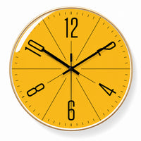 Horloge murale Mimosa design jaune, ambiance chambre, Côté Horloge