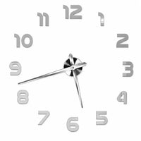 Numera coloris argent, horloge murale 3D sans cadre