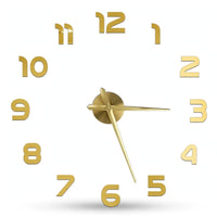 Numera coloris or, horloge murale 3D sans cadre