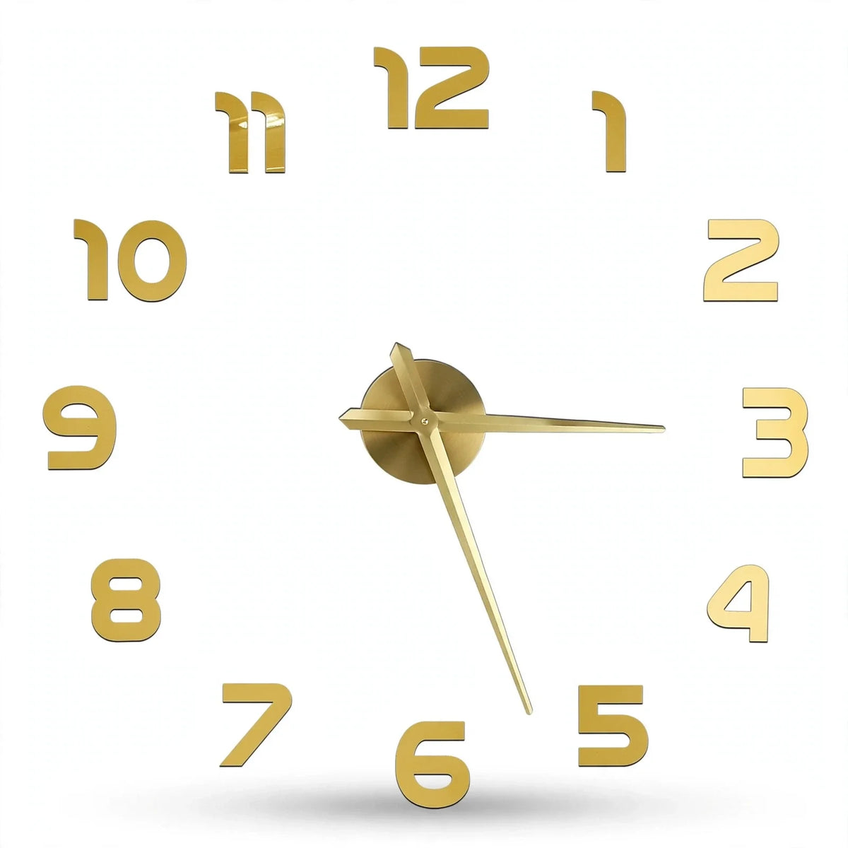 Numera coloris or, horloge murale 3D sans cadre