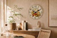 Provence, horloge murale vintage huile d'olive et tomate, vue d'ensemble sur mur