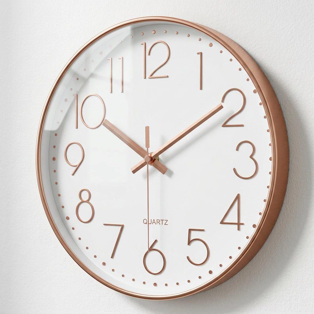 Horloge murale Quartz Côté Horloge avec design minimaliste, chiffres lumineux et cadran épuré pour chambre élégante