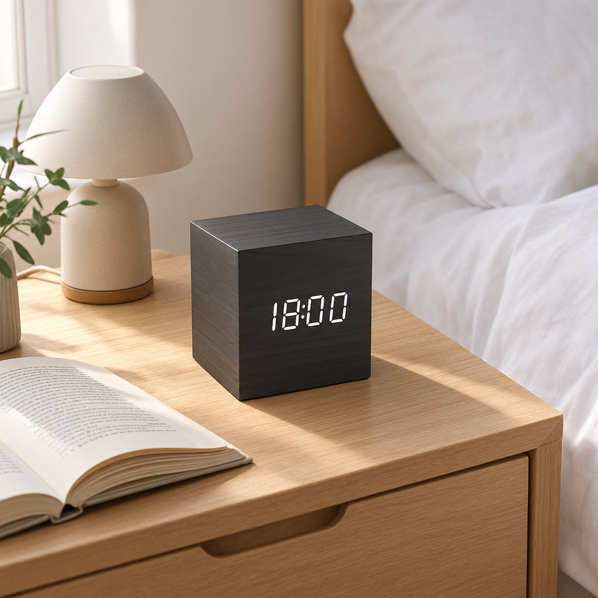 Cube — Réveil Numérique en Bois