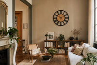 Grande Horloge Romaine Chiffres Romains Métal et Bois de Côté Horloge