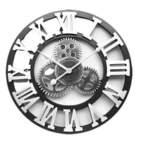 Sablier — Grande Horloge Murale Industrielle Chiffres Romains Engrenages de Côté Horloge