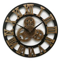 Sablier — Grande Horloge Murale Industrielle Chiffres Romains Engrenages de Côté Horloge
