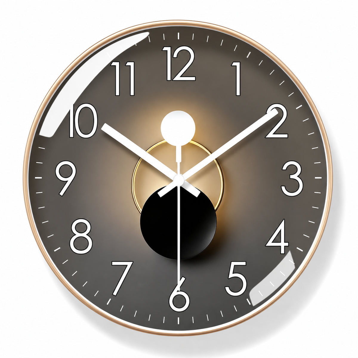 Horloge murale Sélène en forme de lune, ambiance couloir, Côté Horloge