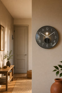 Horloge murale design lune Sélène de Côté Horloge, élégante montre décorative pour couloir avec motif lunaire.