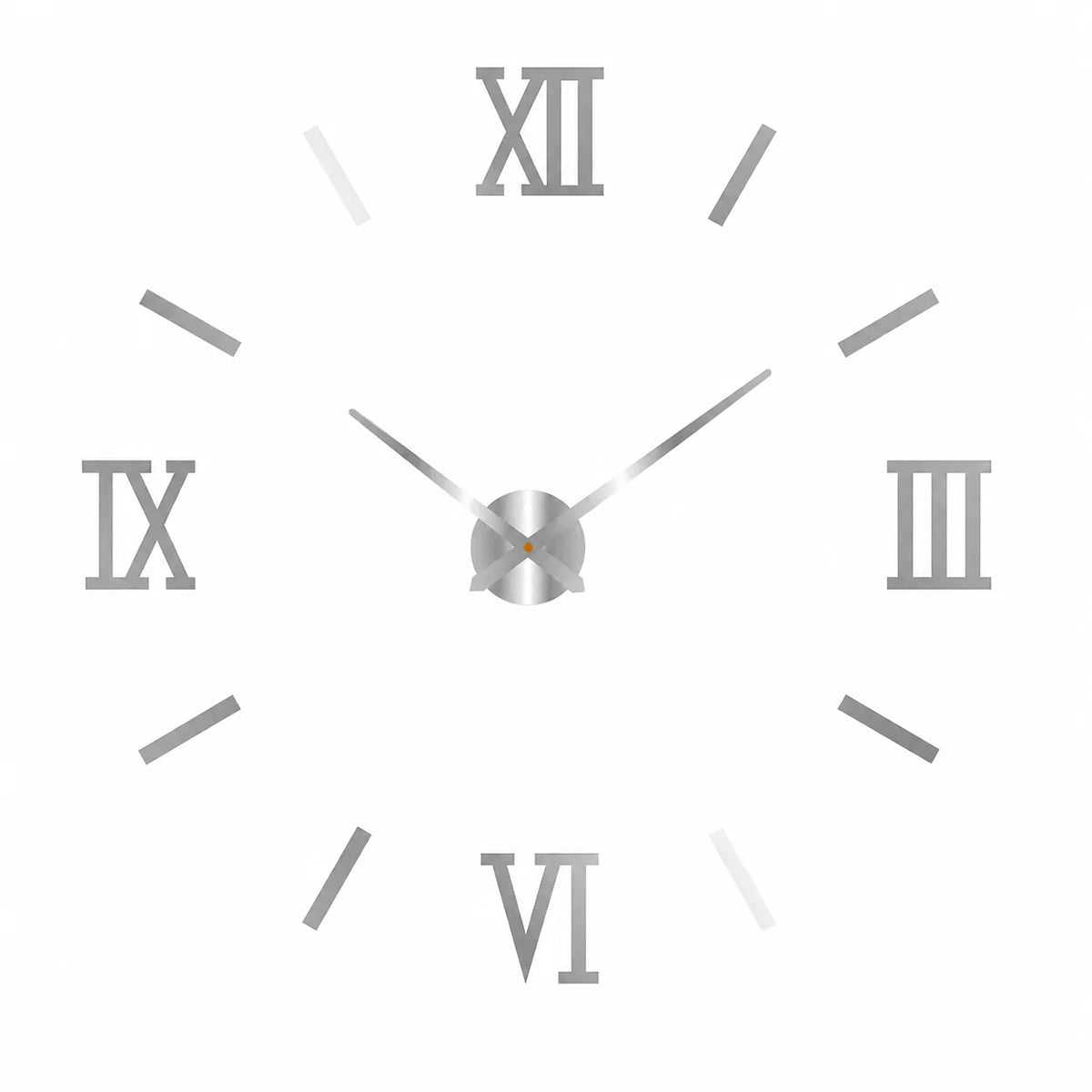 Sénat coloris argent, horloge murale chiffres romains sans cadre