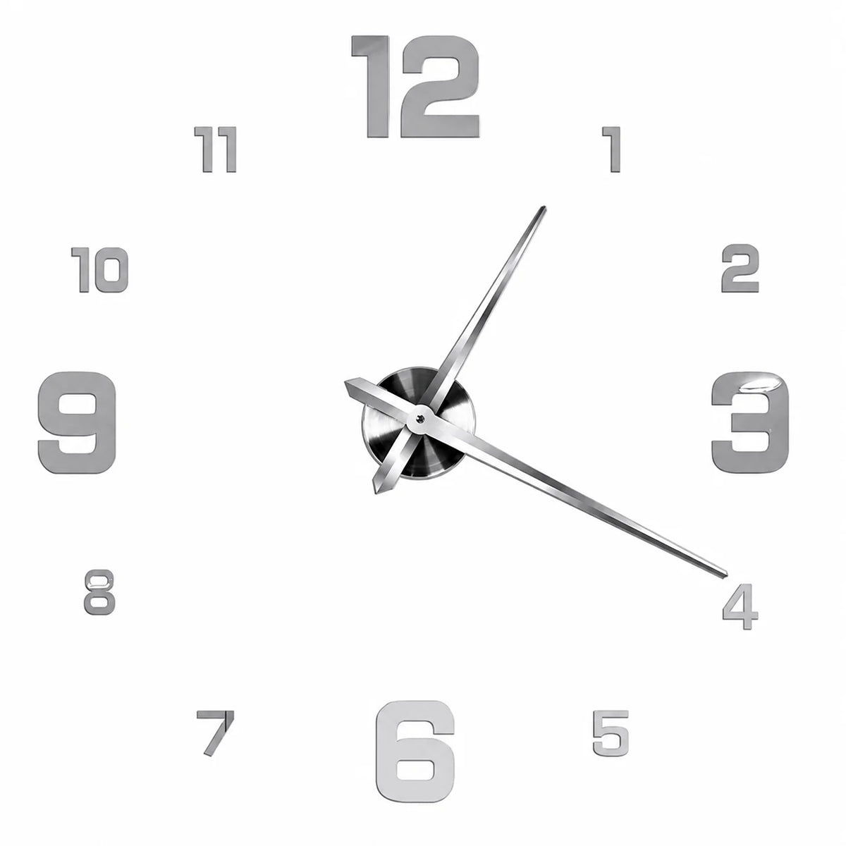 Zénith coloris argent, horloge murale design moderne sans cadre